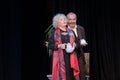 ODESSA, UKRAINE - October 9, 2019: Ada Rogovtseva and Viktor Shenderovich at the premiere of the philosophical play Ã¢â¬ÅWHAT HELL